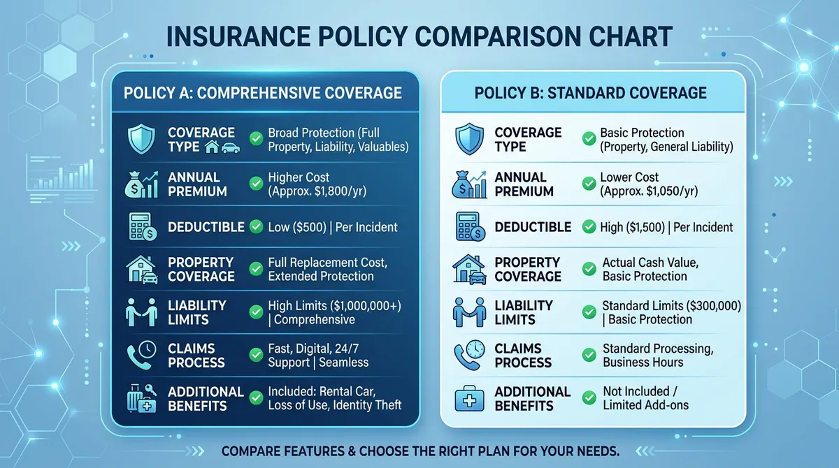 Учебная иллюстрация к сравнению разделов страховых полисов